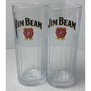 Vtg Jim Beam Snowflake Highball Tumblers Set of 2 Man Cave Whiskey Barware Drink